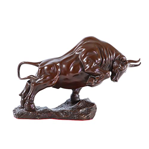Nileebuker Bronze Bull Statue Animal Sculpture Figurine Art Home Office Table Decor Gorgeous Gifts (9.2" Lx3.2 Wx6.1 H) #TOP6