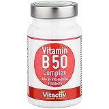 VITAMIN B50 COMPLEX, hochdosiert mit allen B-Vitaminen, Vitamin B3, B6 und B12, Folsäure, Biotin und Pantothensäure, für Herz, Nerven, Energie und Immunsystem (60 Tabletten)