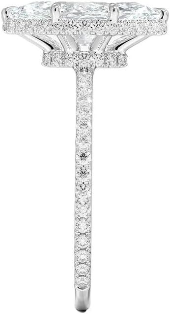 1-9 Carat Marquise Double Hidden Halo Moissanite Engagement Ring,D-VVS1, Silver 925,18k White Gold Plating