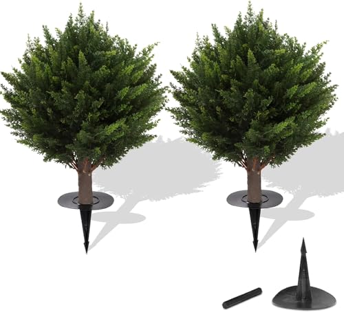 AUMMOOH Artificial Topiary Cedar Trees Outdoor (2, 15.7 inch 2 PCS)