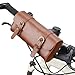 DSWOI Bike Handlebar Bag Retro PU Leather Waterproof Bicycle Handlebar Bag with 2 Adjustable Straps Bicycle Tool Bag Portable Handlebar Storage Bag Suitable for All Types of Bicycles(Brown)