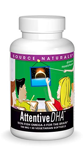 Source Naturals Attentive DHA 100mg Kids Fish-Free, Pure Omega-3 Supplement - 30 Softgels