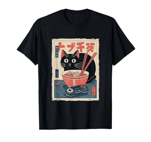 Ramen Cat Tshirt Gamer Kawaii Divertido Japonés Retro Camiseta | Ya disponible en tu tienda friki favorita! En mundofriki.es! Ramen Cat Tshirt Gamer Kawaii Divertido Japonés Retro Camiseta | Ya disponible en tu tienda friki favorita! En mundofriki.es!