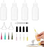 CSVZKIAY 19-teiliges Flüssigspender-Set – 4× 30ml Dosierflaschen mit Nadelspitzen, Mini-Trichter & Schutzkappen – Ideal für DIY, Kosmetik & Basteln