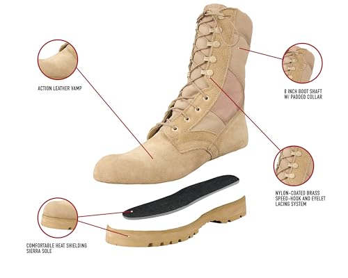 Rothco Sierra Sole Tactical Boots, 8 Inch, Black, Wide, 12 by Rothco - Used condition - US$51.79