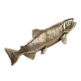 WSDMAVIS 1Pcs Vintage Brass Fish Statue Exquisite Small Tea Pet Decoration Collectible Deep Sea Animal Figurine Classic Salmon Ornament for Desk Car Dashboard Collectors