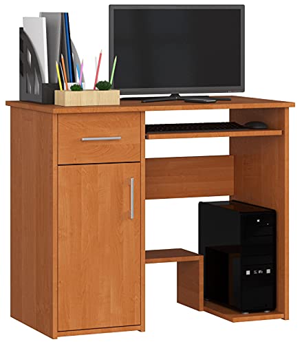 AKORD Schreibtisch Jay 90 cm | mit 1 Tür und 1 Schublade | PC-Schreibtisch | Office Desk | Computertisch | Bürotisch | B90 x H74 x T50 cm | Gewicht 30,45 kg | Erle/Erle