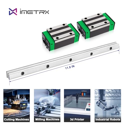 iMetrx HGR20 Linearführung Linearschiene 2 Stück 300mm mit 4 Stück Hohe Präzision HGH20CA Linearlager Lagerblock für 3D Drucker, CNC-Maschinen (Linear Rail HGR20 300mm)