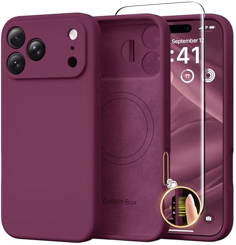 Image of GolbinBox Magnetic for iPhone 17 Pro Max Case, Silicone Cover, Wine Red