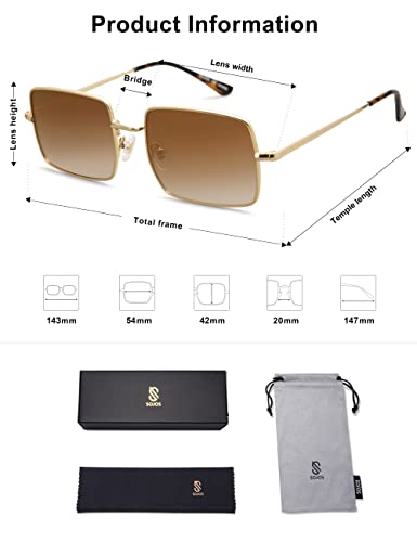 SOJOS Retro Rectangle Polygon Polarized Sunglasses #TOP18