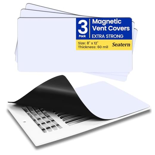 Seatern Magnetic Vent Covers, Extra Strong Magnets, White 8" x 12" (3 Pack) Ultra Thick 60mil, Complete Seal, Air Vent Covers for Home Floor, Ceiling, Wall Registers, HVAC, AC, RV, and Heater Vents