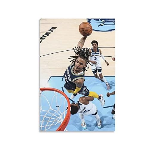 FANCHUANG Ja Morant Poster Paper Dunk for Wall Decor Boys Bedroom Canvas Wall Poster Signed Inspirational Posters Unframe-style 12x18inch(30x45cm)