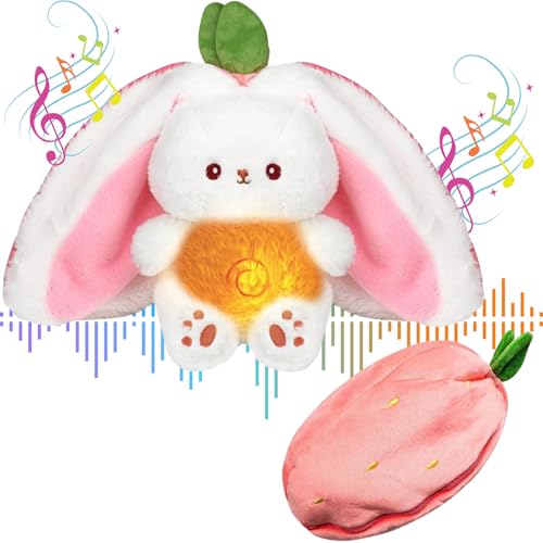 Image of Breathing Reversible Rabbit Toy, Real Rabbit Stuffed Pet Plush Toys with Light & Music, Breathing Bunny Smiling Plushies for Babies, Bunny Soft Toy for Kids, Musical Toy, Birthday Gift