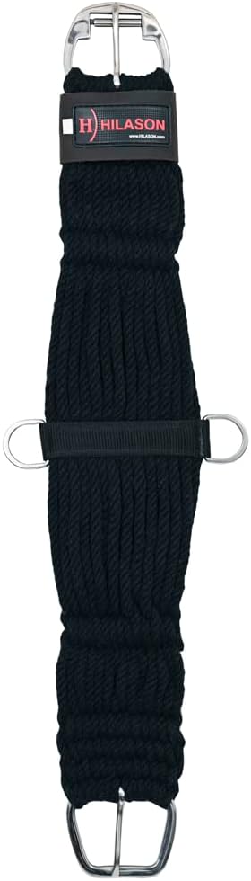 HILASON Horse Western 27 Strand Double Weave Black Roper Cinch | Girth Strap for Horses Back Saddle