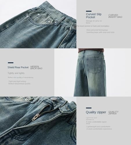 Jeans Pants Trousers Denim Loose Straight Leg Wide for Men's Daily Commuting Simple Style Comfortable Casual Versatile3