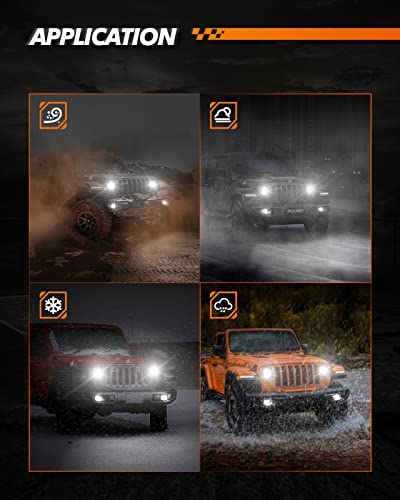 Sealight 7" Round Led Headlight With White Drl/Amber Turn Signal/Blue Halo Ring High Low Sealed Beam Headlamps H6024 Fit For 2007-2018 Wrangler Jk Tj Cj, 2Pcs, H4-H13 Adapter #TOP7