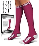 SB SOX Compression Socks for Men & Women (20-30 mmHg) - Best Support Stockings for Travel, Medical, and Sports - Perfect for Everyday Wear (Large, Pink/White)