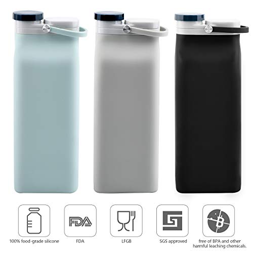 E-Senior Collapsible Water Bottle Bpa Free - Foldable Water Bottle For Travel Sports Bottles With Triple Leak Proof Lightweight 20Oz (Blue) #TOP2
