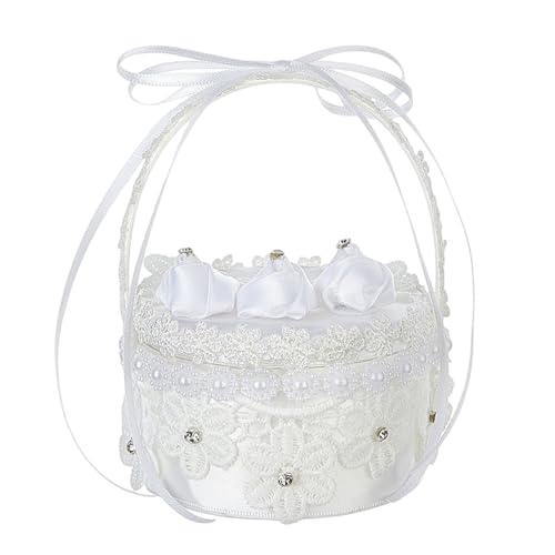 Romance Wedding Keepsakes Organizzatori Box Perle Decorato Tessuto Foderato Portaanelli Portatili Titolare Per La Sposa Deposito Gioielli Europeo Scatola