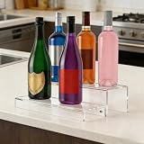 EasyByMall 2-stöckiges Acryl-Likörflaschen-Ausstellungsregal, 38,1 cm, transparenter Stufen-Organizer für Bartheke, Küchenschrank und Schminktisch, stabiles Aufbewahrungsregal für Flaschen