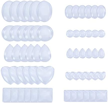 PH PandaHall 60 Pcs Half Round Flat Back Clear Glass Dome Tile Cabochon 10 Styles for Photo Pendant Craft Jewelry Making