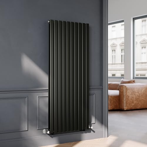 Image of ELEGANT 1600 x 680mm Black Vertical Designer Radiator Flat Panel Double Panel Modern Central Heating Rad