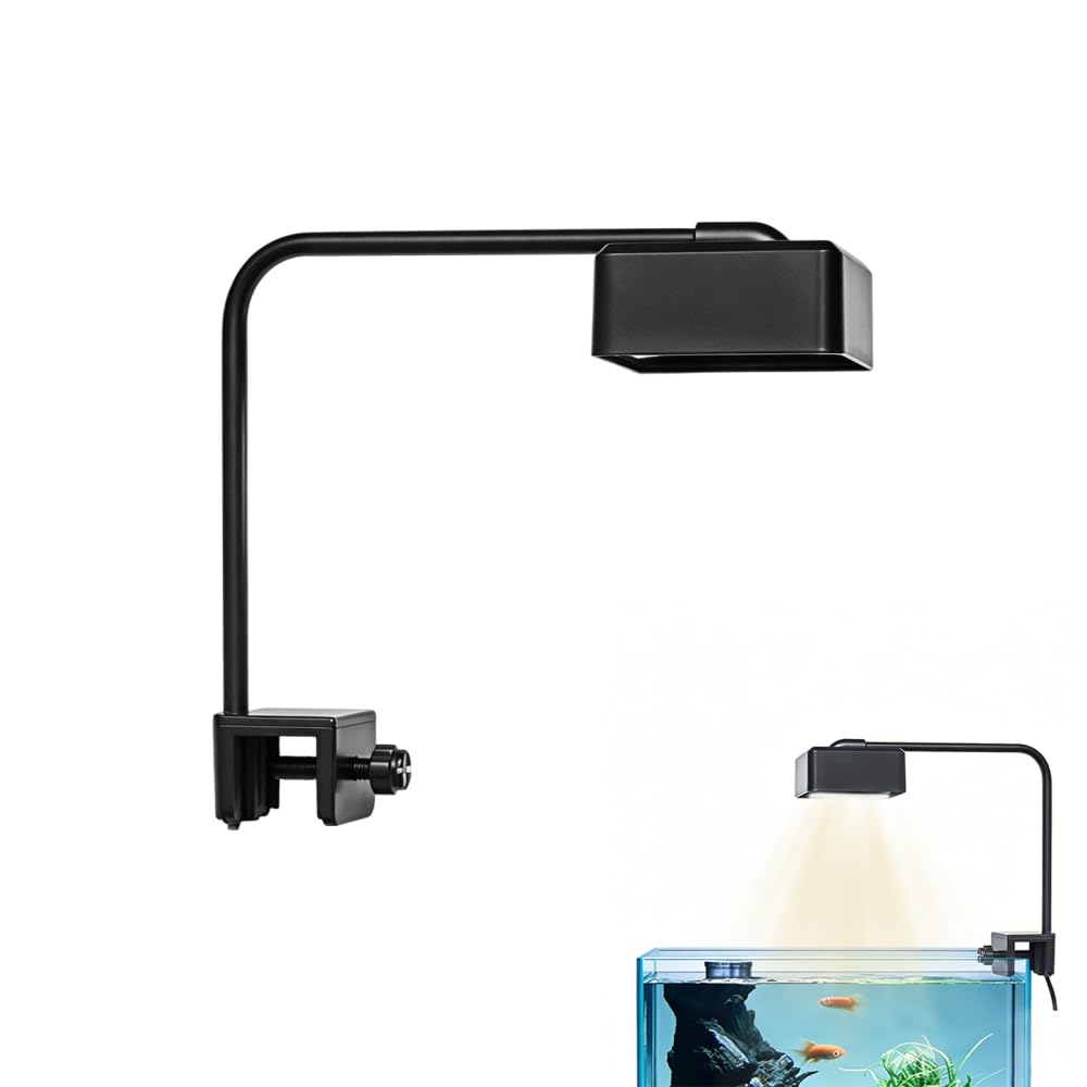 LED Aquarium Light, 8W Full Spectrum Fish Tank Light, USB Powered, 10 Levels Dimming 3 Color Modes for Planted Tank Nano Rimless