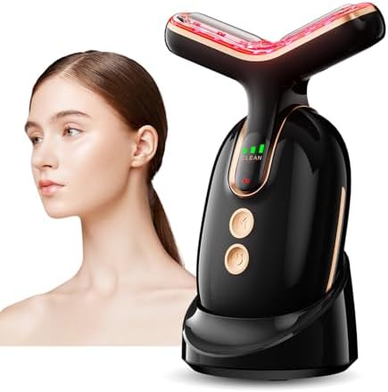 3 Massage Modes Face Neck Massager,3 Color Rechargeable Facial Massager,at Home Face Culpting Tool for Skin Care(Black)