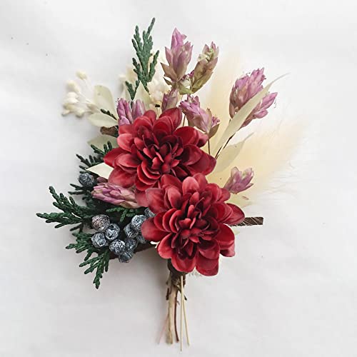 Uieke 6Pcs Artificial Daisy Mums Flowers With Stem, Silk Gerbera Daisies Flowers Arrangement For Home Party Wedding Bridesmaid Bouquets Christmas Table Centerpieces Decor (Burgundy Red) #TOP7