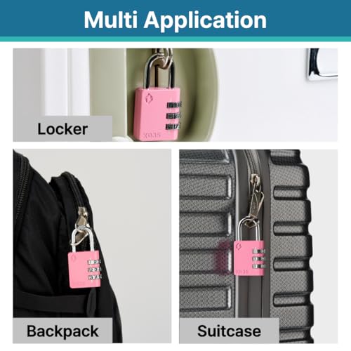 Zarker XD35 Combination Lock, 3-Digit Padlock for School Gym Sports LockerLock, Fence, Toolbox, Case, Hasp Storage (2-Pack, Pink, Emerald) by Zarker - Used condition - Image 5
