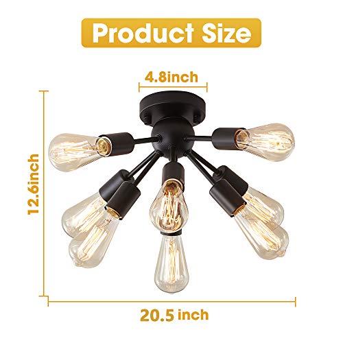 Melunar Mount Sputnik Ceiling Light With 8 Lights, Modern Antique Black Sputnik Industrial Ceiling Lamp Fixture For Kitchen Bathroom Study Living Room Dining Room Bed Room Foyer Entry Way Hallway #TOP3