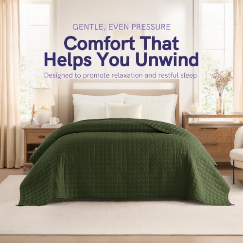 YnM Exclusive 50 lbs Weighted Blanket, Extra Heavy Cotton Bed Blanket for Two Persons, Ideal for Queen or King Bed (88x104 Inches, 50 Pounds, Army Green) by YnM - Used condition - Image 2