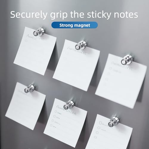 Kimsky 24 Stück Magnet für Magnettafel– Magnete Stark mit Aufbewahrungsbox Kegelmagnete Neodym Magnet Extra Stark, Mini Magnete mit Griff für Magnettafel/Whiteboard/Kühlschrank/Büro, Silber