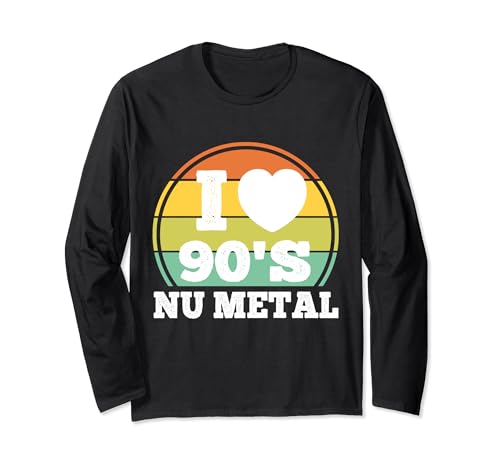I Love 90s Nu Metal Music Heavy Metal Party Concierto Disfraz Manga Larga