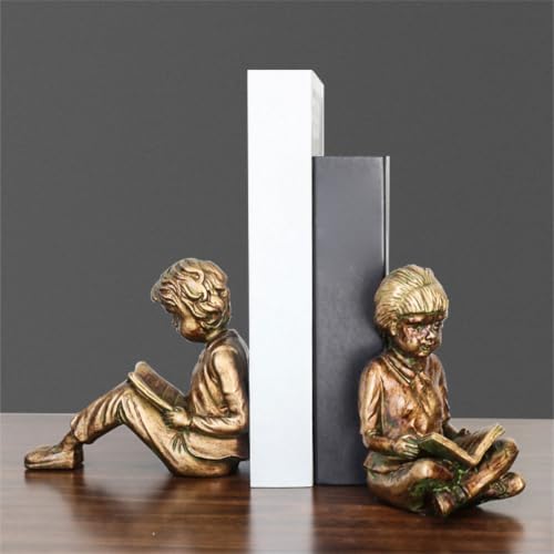 Sujetalibros de resina con estante bronce para soporte vertical de libros en casa 5