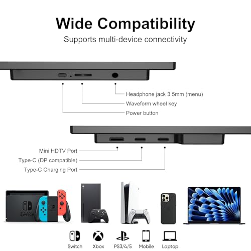 Image of 14 Inch 2K Portable Monitor, 16:10 QHD 100% sRGB HDR IPS Screen, Ultra-Slim External Second Monitor for Laptop, Phone, PS5, Xbox, Switch, PC(14.1 inch)