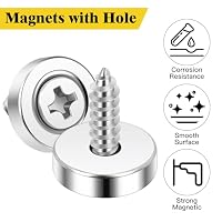 Wzone 40 Stück Neodym Magnete mit Loch 10x3mm Mini Magnete Stark mit Schrauben Flach für Kühlschrank, Küche und Magnettafeln – Ansicht 3