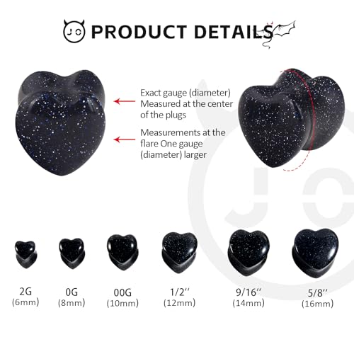 JOYTOYOU 4 pares/5 pares 2g-5/8'' alargadores de orelha em forma de lágrima e coração alargadores