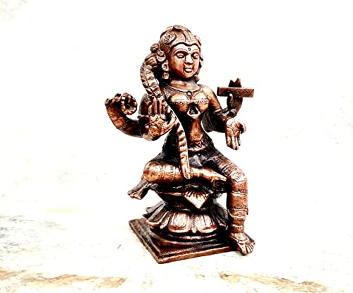 Image of Copper Handmade Bala Tiripura Sundar 8.8 cm 322 g, Patina Antique Finish, Pack of 1 Piece