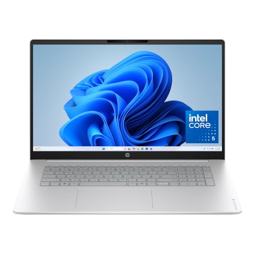 Image of HP OmniBook 3 17.3 inch Laptop PC, FHD Display, Intel Core 5 120U, 8 GB RAM, 512 GB SSD, Intel Graphics, Windows 11 Home, Glacier Silver, 17-dk0099nr