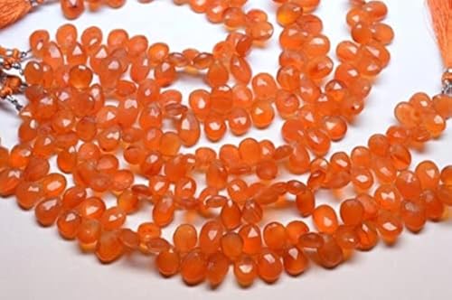 Tangerine orange carnelian faceted pear briolette beads pour création DIY