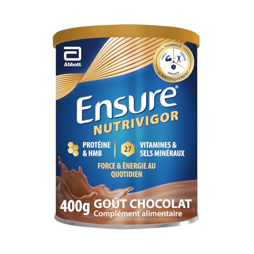 Ensure NutriVigor - Complément alimentaire avec protéines, 27 vitamines et minéraux et HMB - Pour une alimentation saine et équilibrée - Chocolat - 1 x 400 g