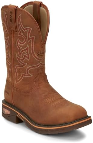 Justin Men's Resistor Russet Waterproof Western Work Boot Nano Composite Toe Russett 13 EE US | Image 1