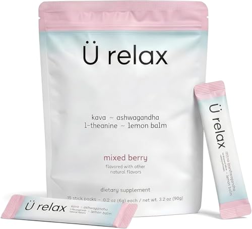 U-Relax Calming Drink Mix – Supports Relaxation & Stress Relief–Mixed Berry Relaxation Powder–15 Single-Serve Packets
