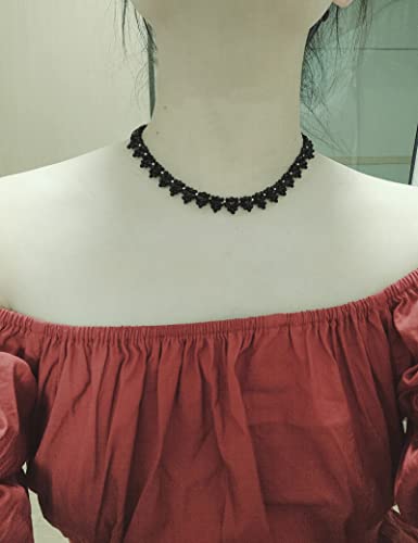 Obsa Smart Women's Fashion Black Choker Necklaces Crystal Necklaces Beaded Necklace Handmade Strawberry Cute Necklaces(Strawberry) #TOP5