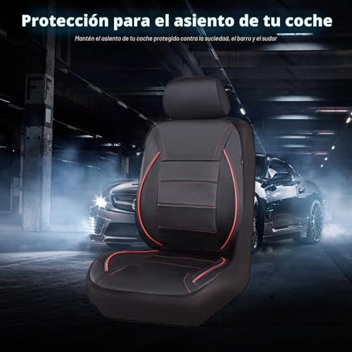Miniatura 5 de Mulcort Cubiertas De Asiento De Cuero Pu De 9 Piezas Pu Airbag Compatible Breatable Instalación Fácil Fit Universal Ideal Para Adaptaciones De Verano Al Invierno Rojo
