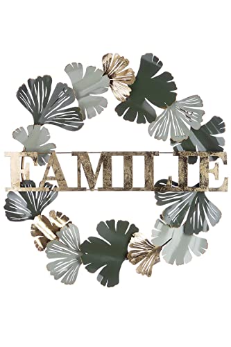 Casablanca Deko Wandrelief Familie aus Metall - Dekoration zum Aufhängen - Farben: Gold Grün 70 x 73 cm