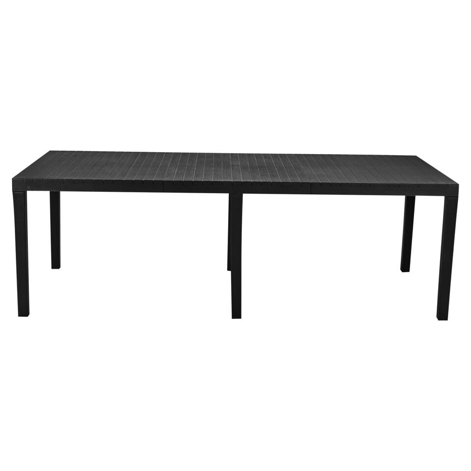 URBN GARDEN Large 10-Seater Plastic Adjustable Garden Dining Table for Outdoor Patio & Deck - 2.2M Versatile, Weather-Resistant, Perfect for Family Gatherings & Outdoor Entertainment - Anthracite