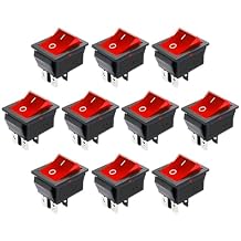 KCD4 Rocker Switch,10PCS 30A 125V/250V AC Large Current Rocker Switch ON/Off Switch 4Pins red Light Illuminated Switch