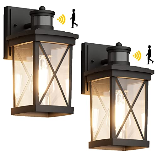 Aoceley Motion Sensor Wall Sconces 2 Pack,Dusk To Dawn Outdoor Wall Sconces,Wall Lighting Outdoor,Wall Lantern For Front Porch, Waterproof Outdoor Wall Sconces，Outside Motion Sensor Lights Fixture #TOP10